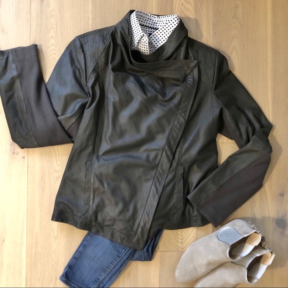 Leather Elie Tahari draped collar jacket - Picture 2 of 8